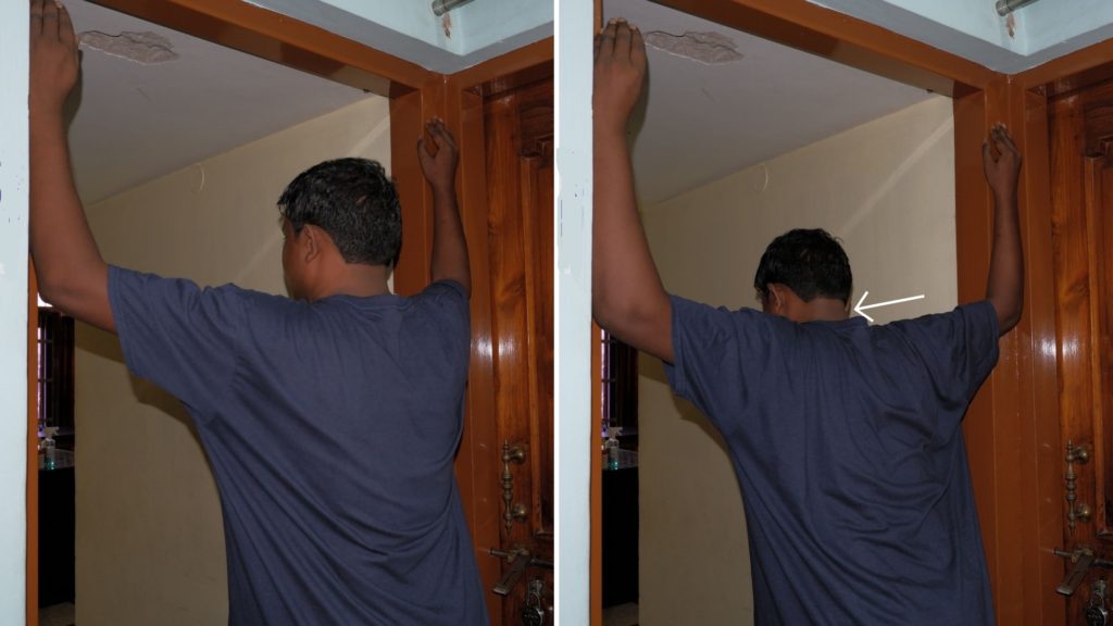 Wall corner stretches for shoulders