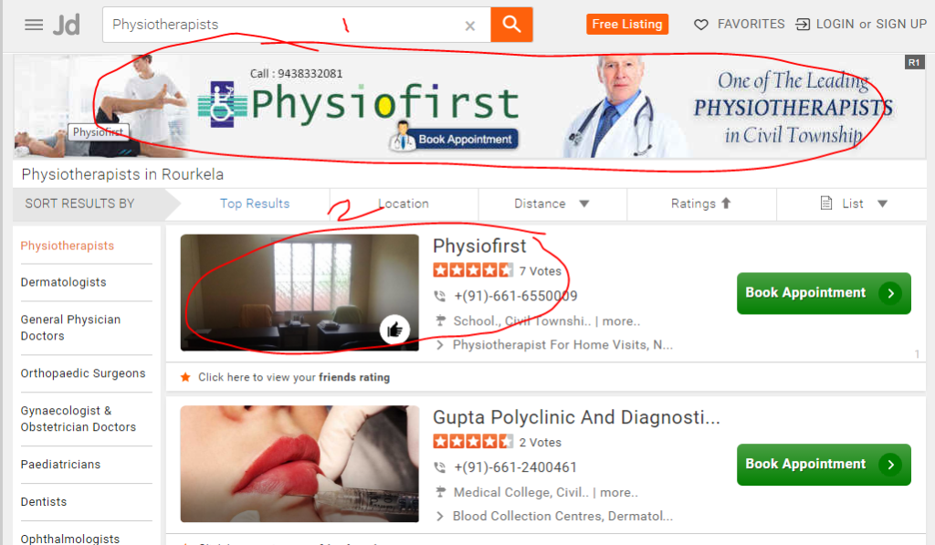 just dial for marketing physiotherapy clinic