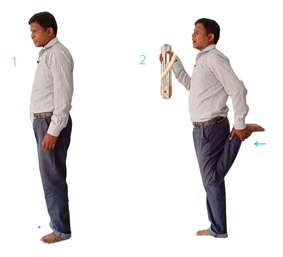 quadriceps stretching in standing