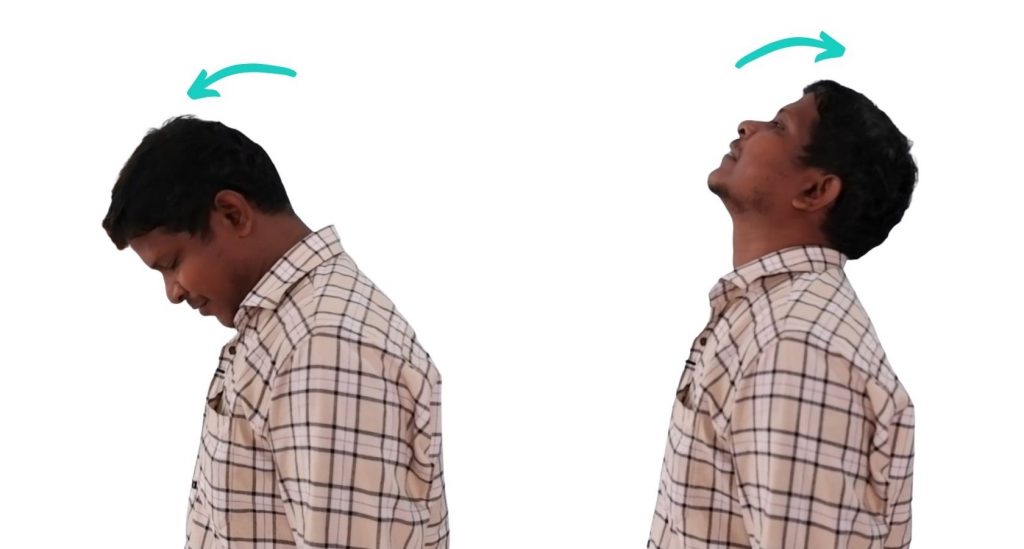 Neck flexion-extension exercise to cure straightening of the cervical lordosis