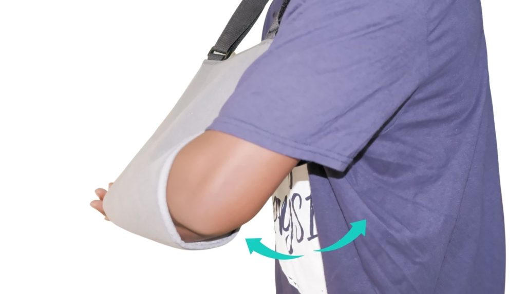 shoulder flexion exercise for post-opertive elbow fracture