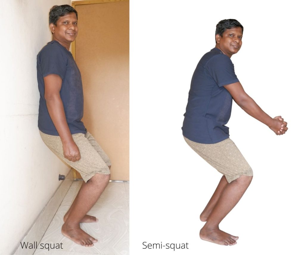 wall squat semi-squat exercises for acl rehab