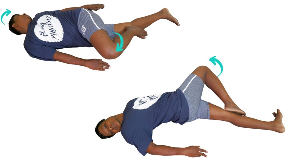 single knee side bend lower back stiffness stretches