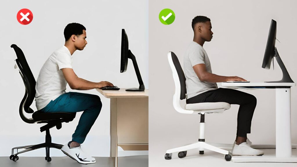 perfect sitting position for computer desktop ergonomics