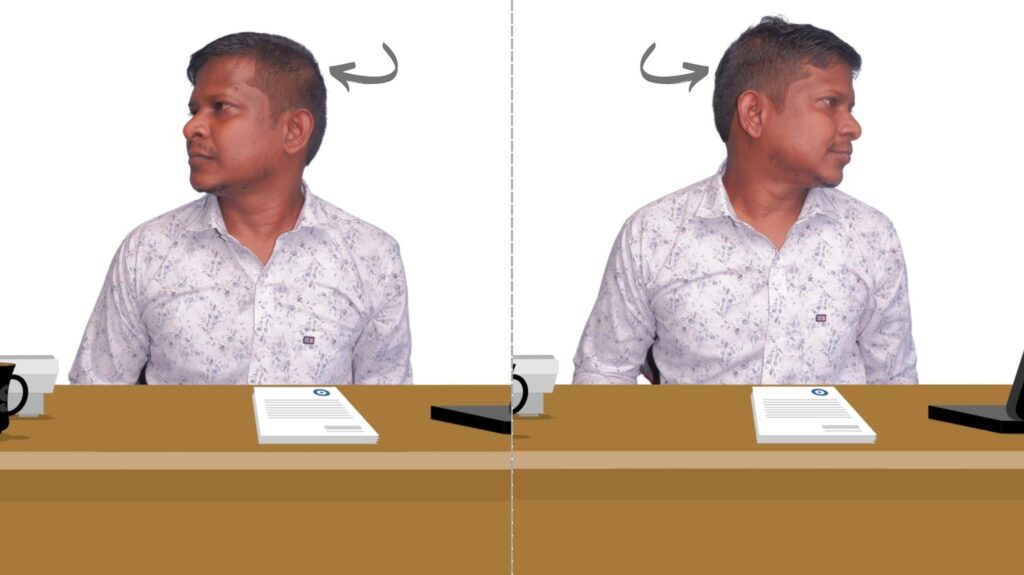 neck rotation exercises at the desk